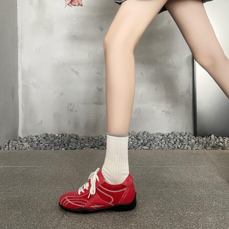 Cowhide version~ Maillard style inner height increase boxing shoes women's 2025 autumn and winter new sports style casual shoes German training shoes