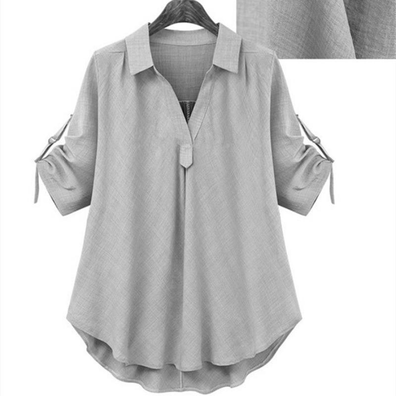 

Женская летняя новая рубашка со средними рукавами, большой размер, свободный и тонкий, средний и длинный, универсальный топ 4XL