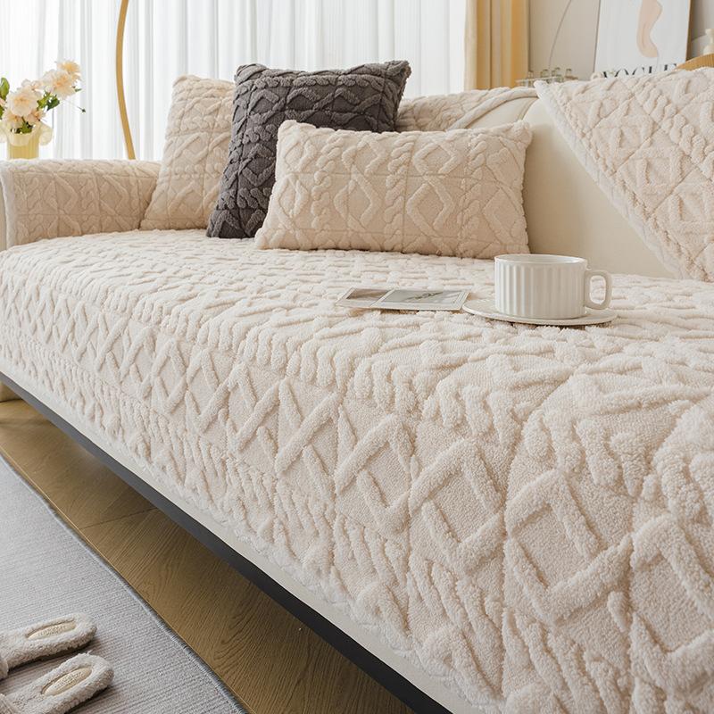 

1pc Classic Jacquard Shu Velveteen Sofa Cover, Couch Slipcover Fits Armchair to Sectional Sofas, Fuzzy Sofa Protector for Home & Office Decor 90*160cm