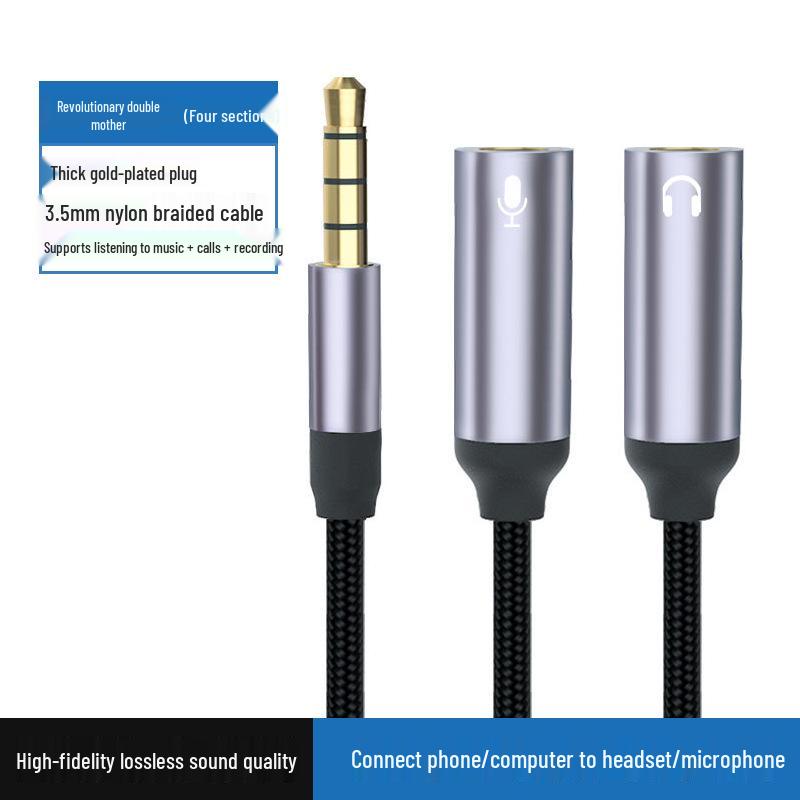 

3,5 мм кабель Type-C для двойного аудио: Переходник с 1 на 2 для динамиков и наушников с поддержкой микрофона 0.28m