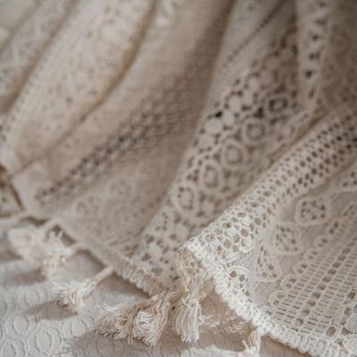 Romantic Translucent Crochet Curtain Tassels Multi Size Cotton Curtain Hollow Beige Hollow Curtain Balcony