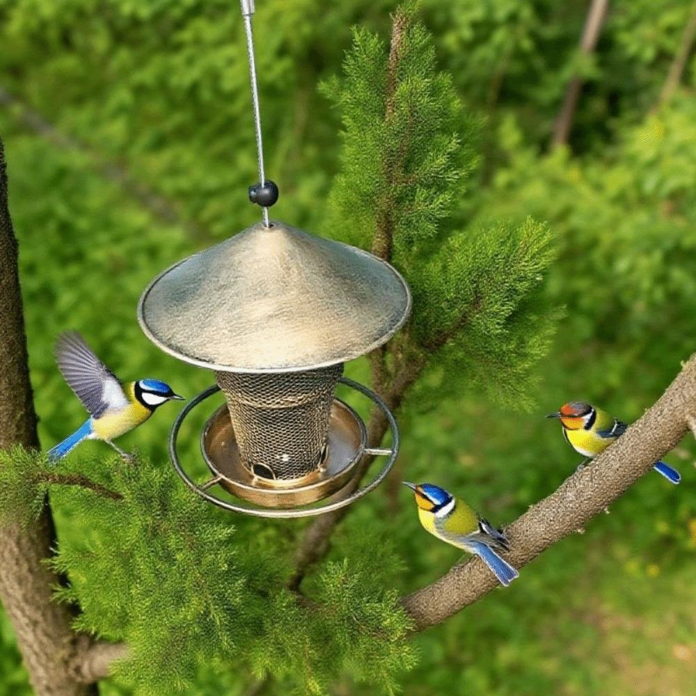Hanging Automatic Bird Feeder Iron Hummingbird Feeder Durable Wild Bird Feeding Station  Porch