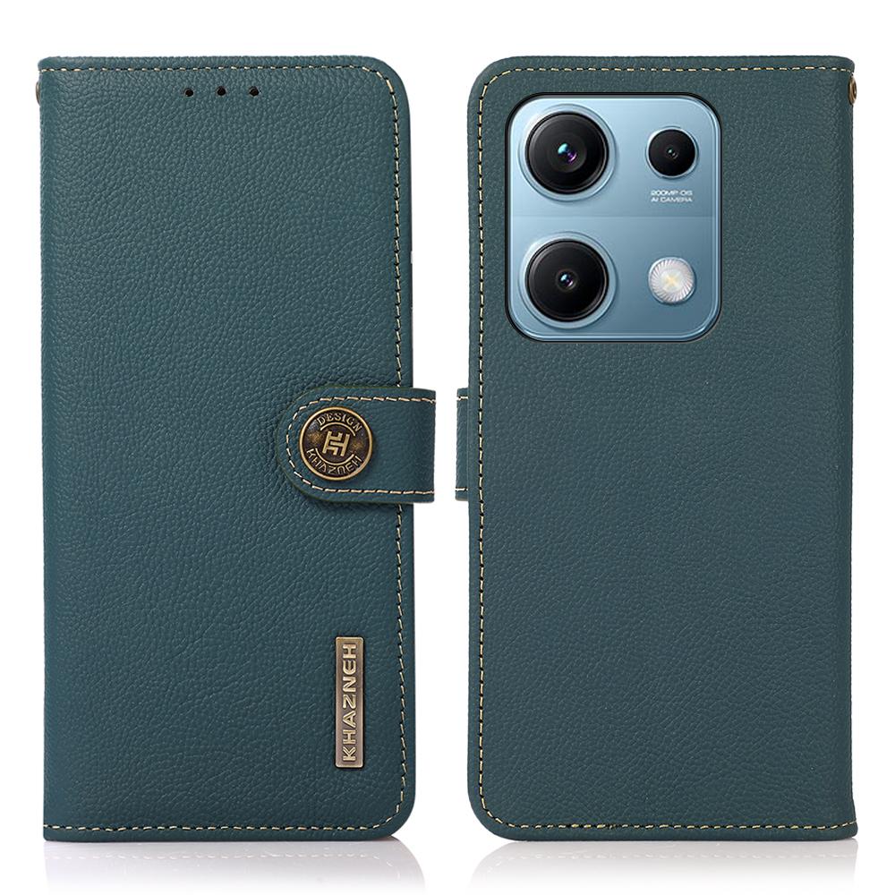 

KHAZNEH for Xiaomi Redmi Note 14S 4G Case Genuine Cow Leather RFID Blocking Wallet Phone Cover C