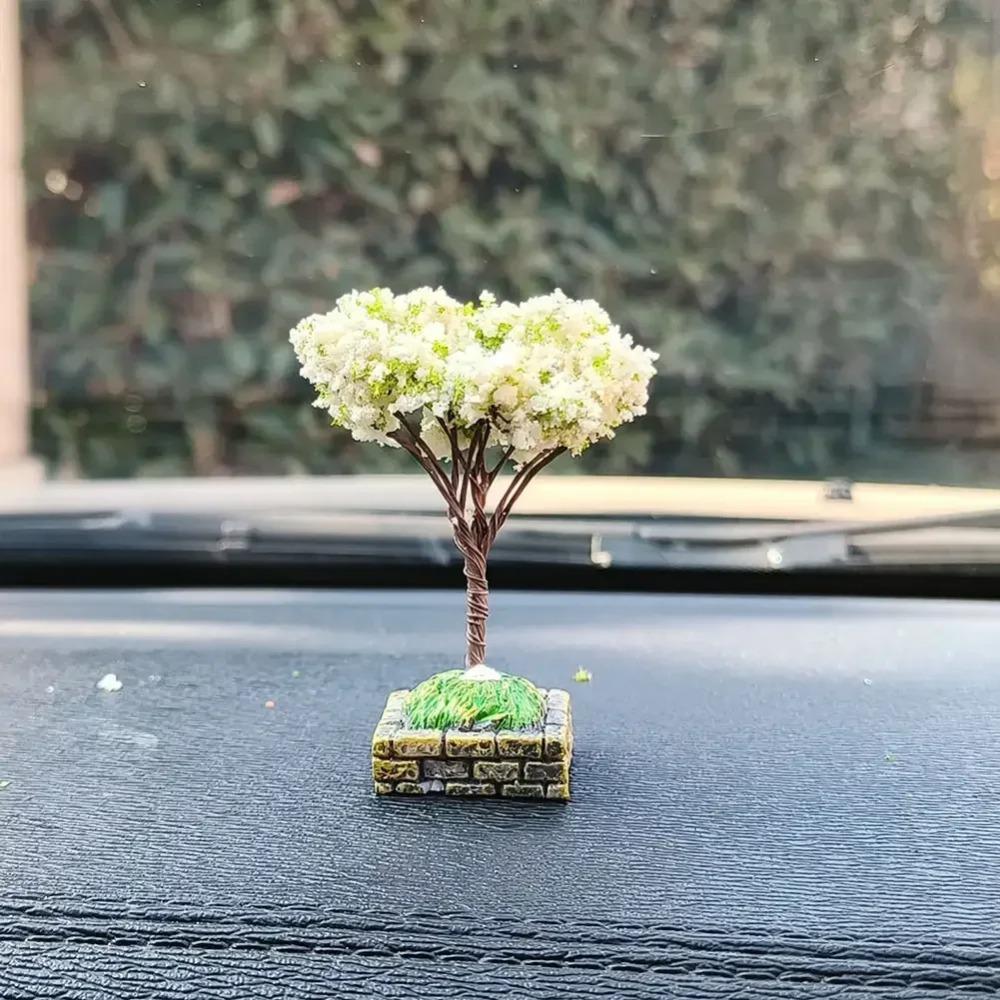 Cute Car Ornament Mini Tree Simulated Flower Interior Accessories Center Console Decorations Mounted Plant Car Decoration