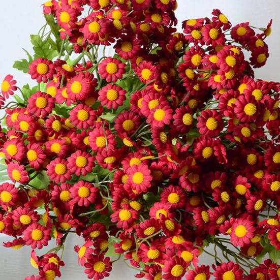 Artificial Flowers 30 Heads Silk Cloth Chamomile Stems Pastoral Style Fake Flowers Wall Wedding Decor Photo Props