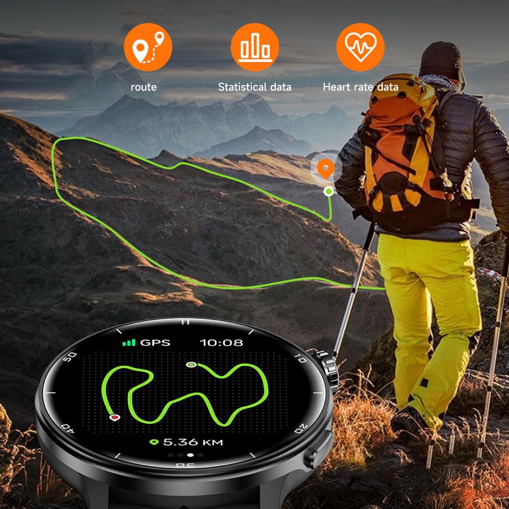 Altitude Pressure GPS Smart Watch Men Women  Display Compass Waterproof Outdoor Sports BT Call Smartwatch Health Detection