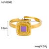 CARLIDANA New Arrival Stone Ring Jewelry Gold Plated Stainless Steel Square Natural Stone Open Adjustable Ring for Women