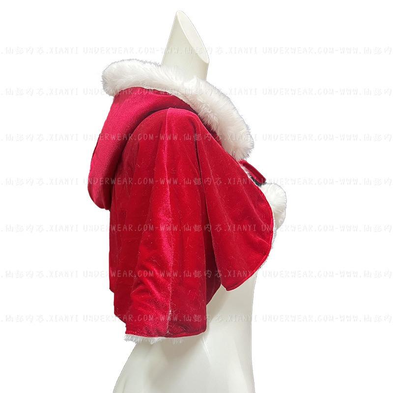 Roter Plüsch-Weihnachtsumhang mit Kapuze Winter-Weihnachtsschal Rotkäppchen Erwachsenenumhang