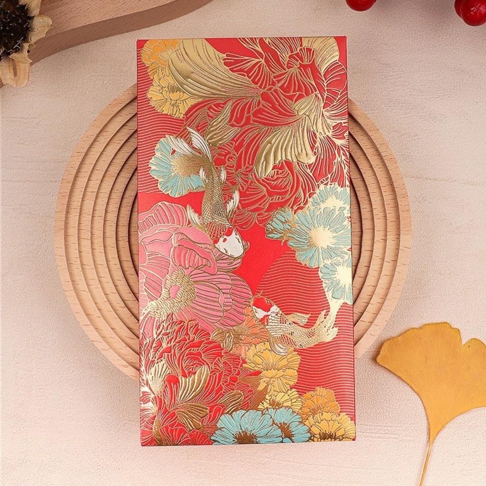 6pcs Golden Accents Thank You Cards Vibrant Floral Greeting Cards Lucky Money Bags  Wedding Birthday