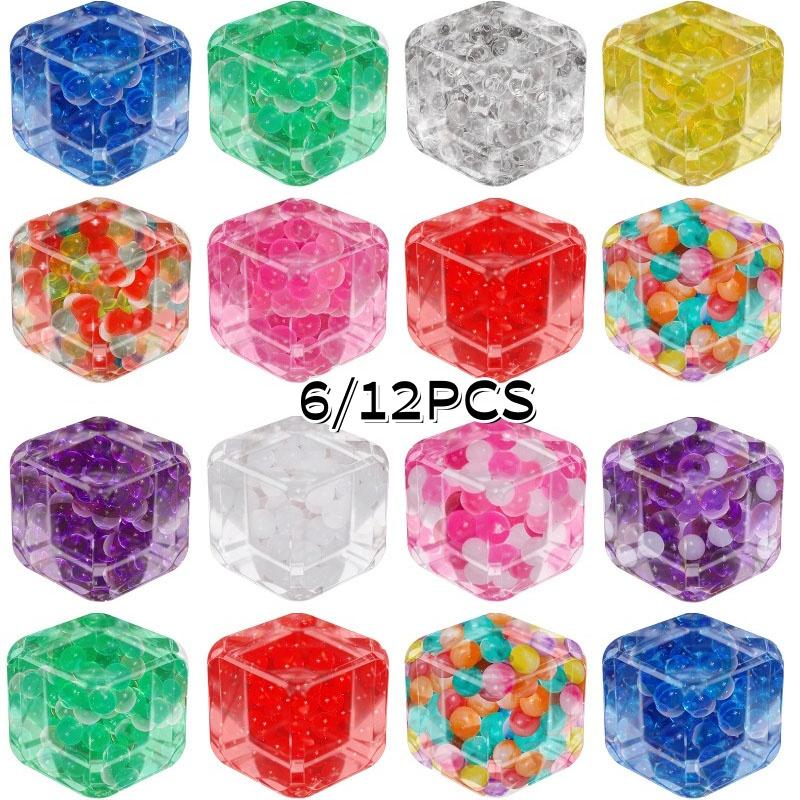

6/12PCS Stress Balls Ice Cube Filled Foam Particles Sensory Squishy Squeeze Toy for Kids Adults Anxiety Relief Birthday Gifts