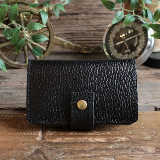 LITSTA Coin Wallet2, Coin Purse with Coin Holder, Pure Black Italian Leather (dollaro)