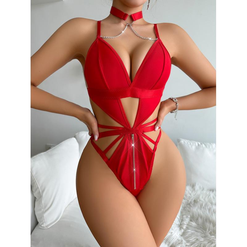 European and American Women's Underwire Shaping Bodysuit with Mesh Straps and Leg Rings - Anti-Sagging