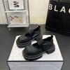 Fashion Women Casual Shoes Genuine Leather Mary Jane Single Shoes New Square Toe Soft Sole Versatile Velcro Shallow Mouth Single Shoes