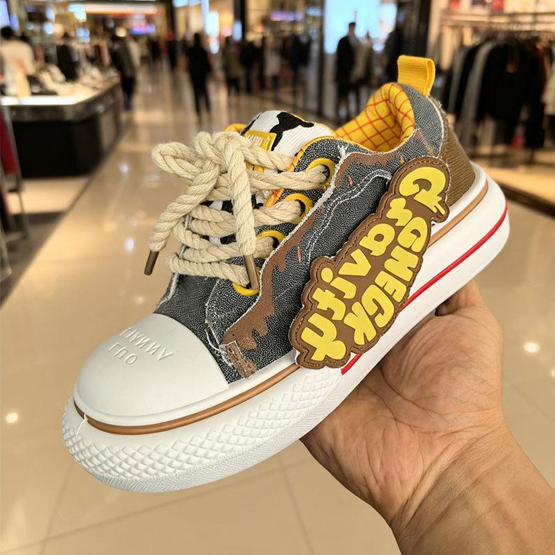 Joint Woody denim American big head shoes women's new casual board shoes platform heightening bread shoes