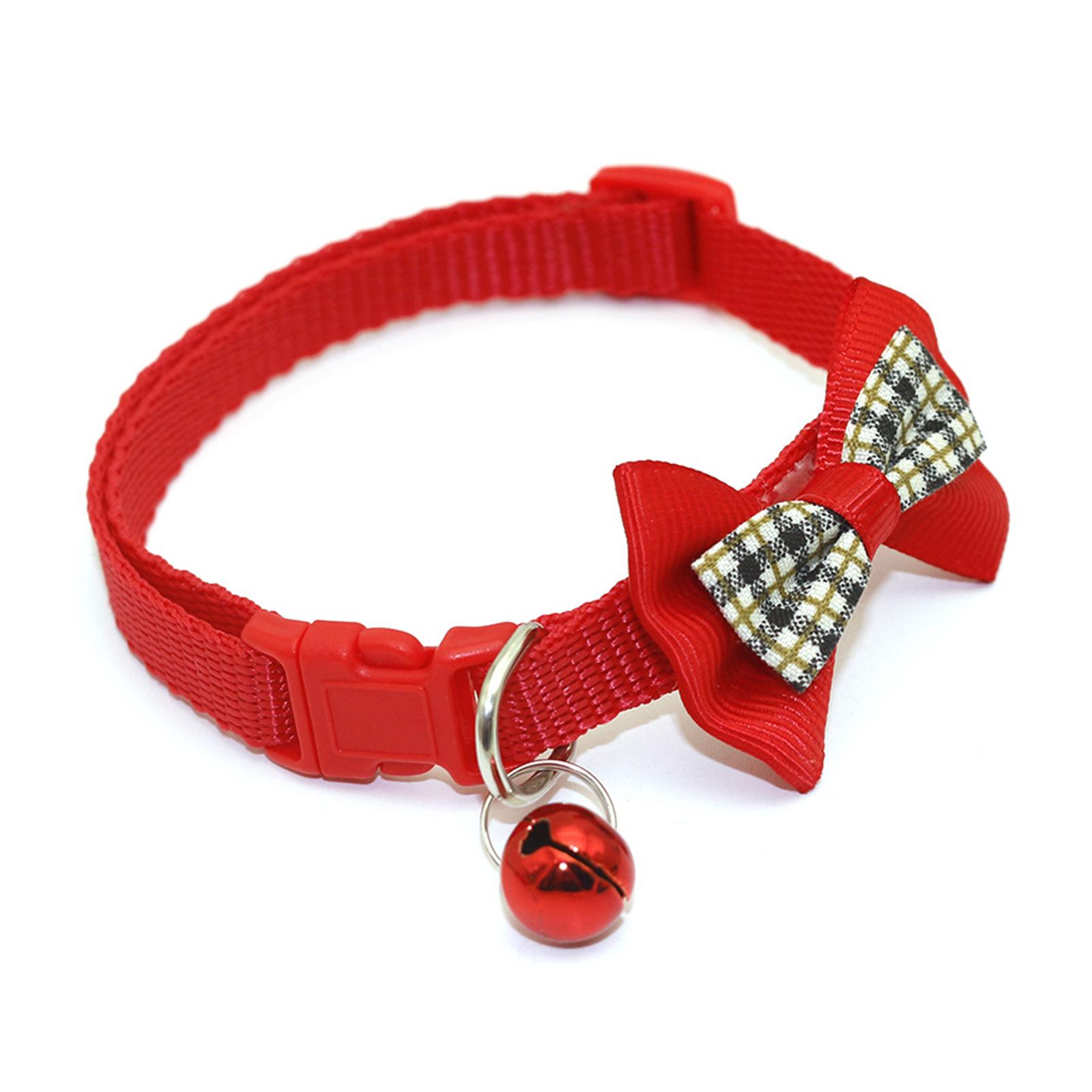 

Ошейник для кошек Pet Breakaway с галстуком-бабочкой и колокольчиком, милый клетчатый рождественский красный эластичный регулируемый ошейник для собак с поясом, маленький колокольчик для кошек красный