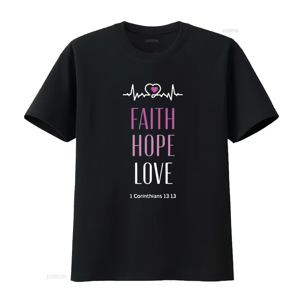Mens Faith Hope Love Christian Religious Design T Shirt Black X Large vintage Washed Soft homme streetwear Comfortable