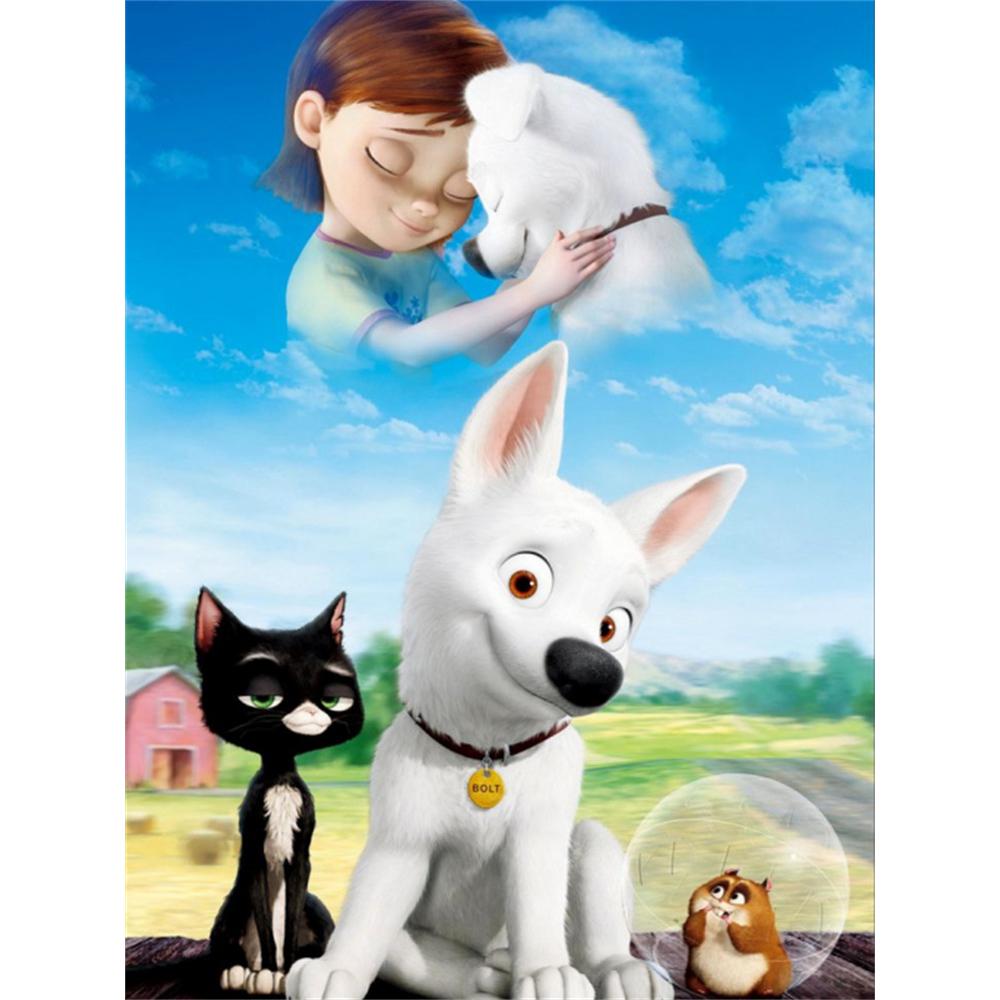 

Disney 5D DIY Diamond Painting Bolt and Friends Illustrations Cartoon Full Diamond Mosaic Art Wall Decoration Set Round 20x30cm