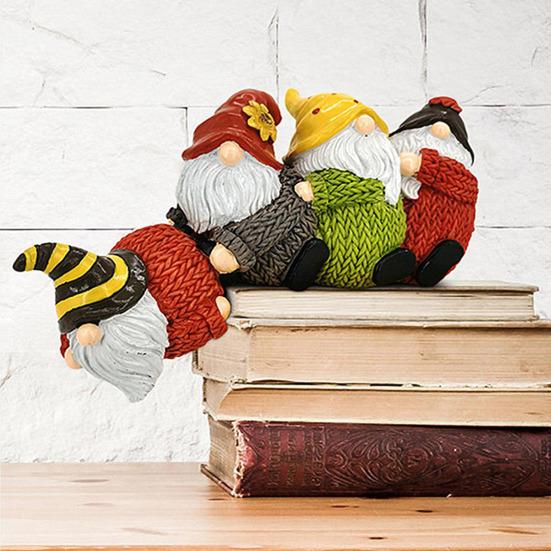 Yousheng Christmas Gnome Shelf Sitter Statue Table Edge Hanging Four Faceless Dwarf Decoration Xmas Party Resin Figurine Home Office Ornament