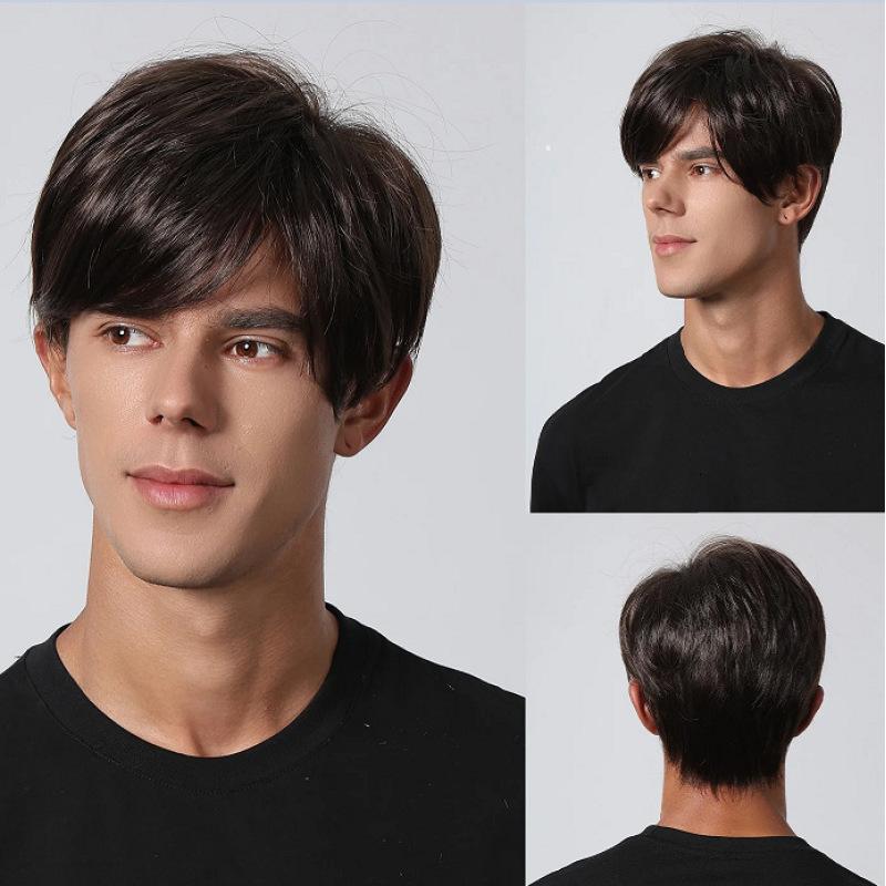 Men's Wig Short Blonde Brown Wig Layered Synthetic Hair for Male Cosplay Anime Halloween Wig Daily Cosplay Use Heat Resistant Fiber