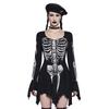 Savadika Q24ds466 European and American Hot Masquerade Skull Skeleton Printed Sexy Silm Dress