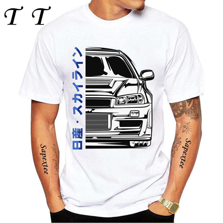 Tričko s ilustrací Skyline R34 GTR V Spec Half Front Nové Letní Pánské Krátký Rukáv Japonské Klasické Auto Ležérní Chlapecké Trička Topy