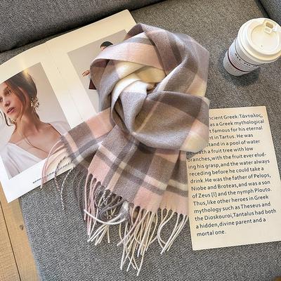 100 Wool Plaid Scarf Female Winter Student Versatile Male Warm Couple Scarf Birthday Gift