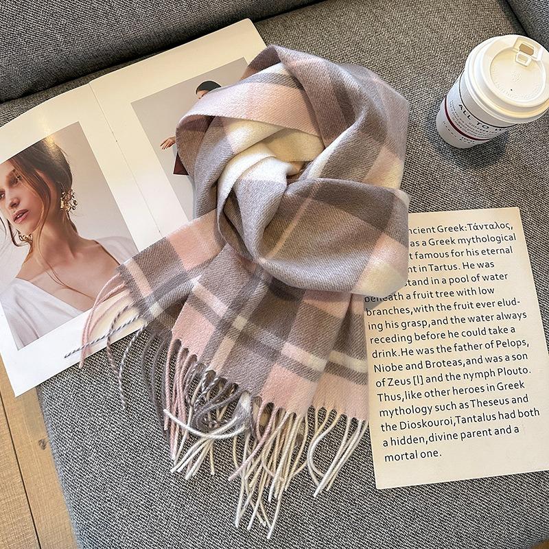 100 wool plaid scarf female winter student versatile male warm couple scarf birthday gift