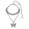 Rhinestone Bling Necklace Trendy Fashion Collars Necklace Butterfly Pendant  Necklace for Women