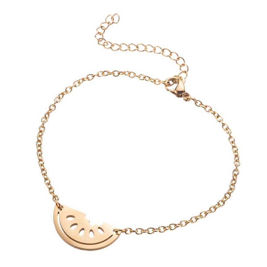 Fashionable Watermelon Charm Bracelet Stainless Steel Handchain Adjustable Length Wristchain Accessory for Women