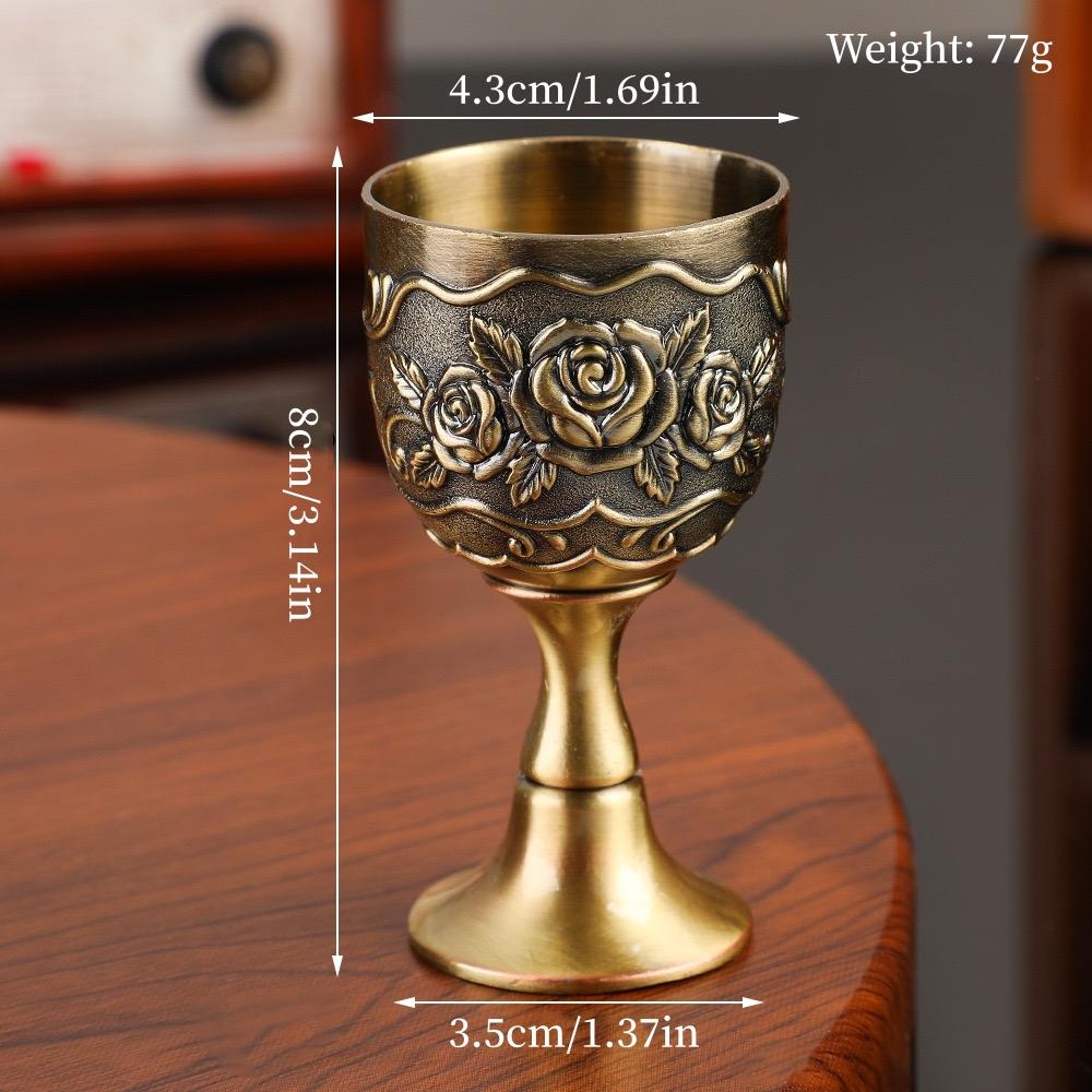 European Vintage Wine Glasses,Carved Castle 30 ml Mini Spirit Vodka Cup,Bronze Alloy Portable Spirits Goblet,Wedding Decoration