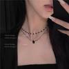 Simple Love Combination Necklace Women's Light Luxury Niche Design Collarbone Chain Cold Wind Pearl Necklace Women