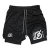 Karate Graphic 2 In 1 Workout Running Shorts for Men Gym Athletic Sport Shorts with Compression Liner Phone Pocket Towel Loop