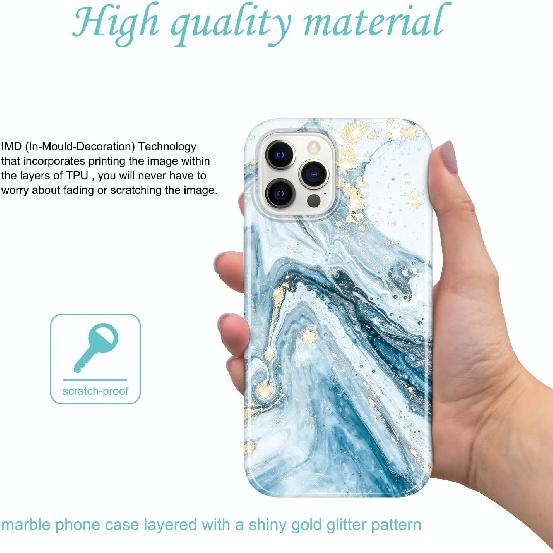 JIAXIUFEN Złoty Błyszczący Pokrowiec Kompatybilny z iPhone 12 Pro Max Wzór Marmuru Cienki Odporny na Wstrząsy Miękki Silikonowy Gumowy Pokrowiec na Telefon 6.7