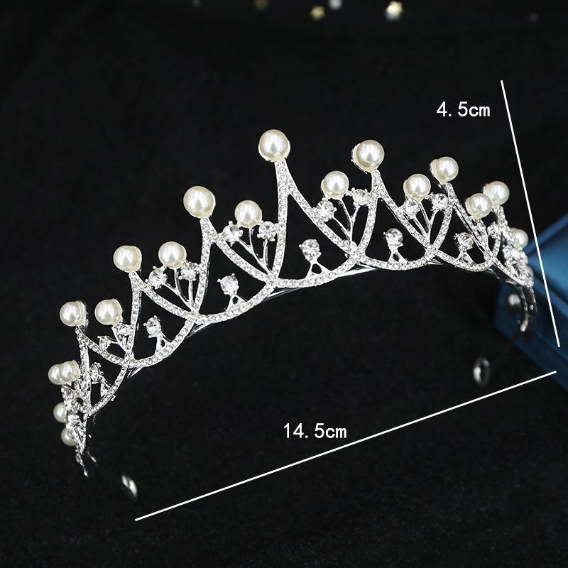 Kinder Koreanische einfache mit Diamanten besetzte Perlen Brautkrone Tiara Hochzeitskleid Accessoires Prinzessin Geburtstagsfeier Kleid Accessoires