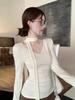 Korean Style V-Neck Turtleneck with Ribbons: Women's Slim Fit Long-Sleeve Top for Autumn and Winter
