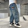 2025 Spring/Autumn Boys' Korean Style Pocket Patchwork Jeans for Kids