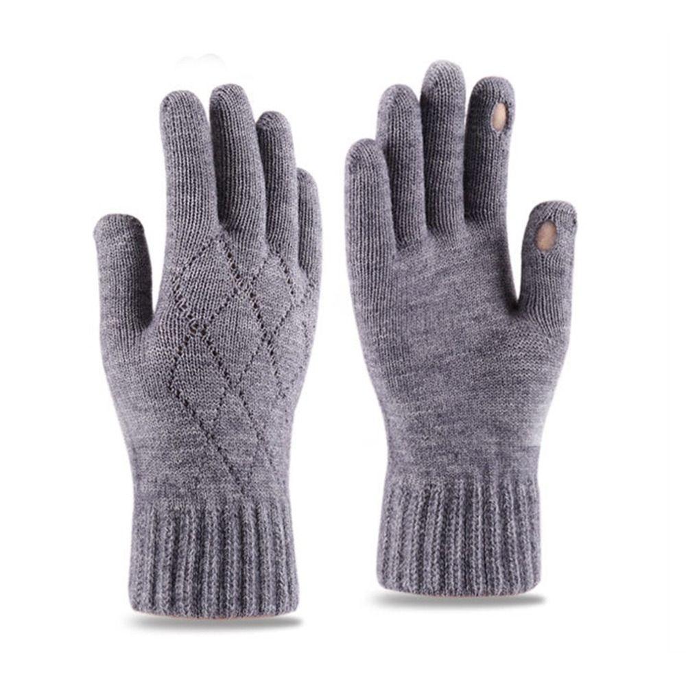 Wollgestrickte Vollfingerhandschuhe Winddichte Fleecehandschuhe Mode Radfahren Autofahren Fäustlinge für Winter