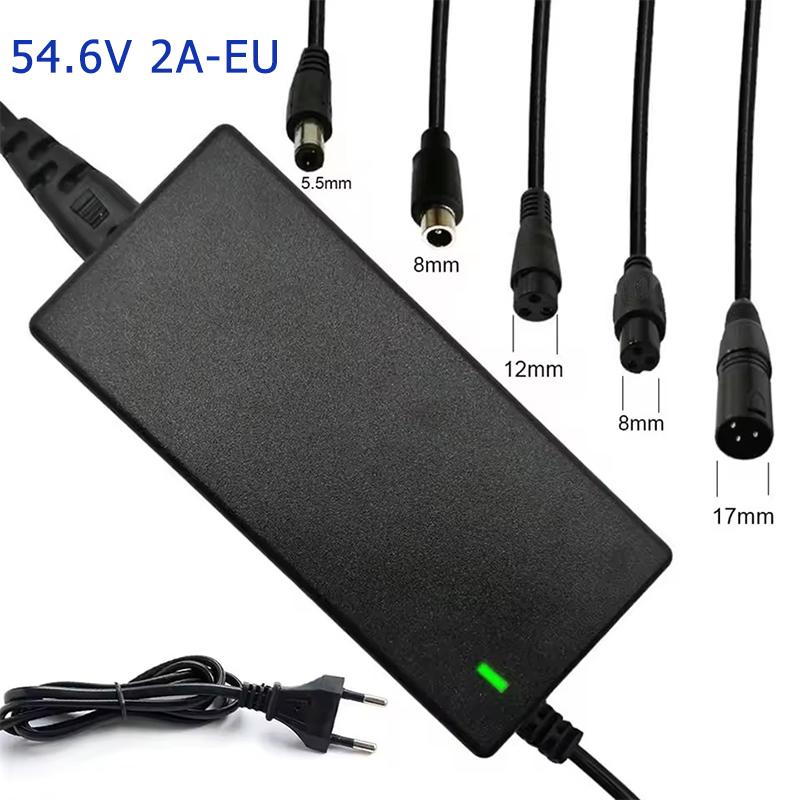 42V 54.6V 2A Lithium Battery Charger Universal 5Plugs Battery Power Adapters For AC100-240V 36V 48V 2A Battery Pack EU / US Plug