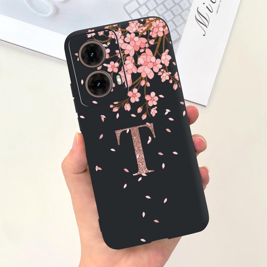 For Motorola Moto G85 Case 2024 New Luxury Initial Letters Soft Silicone Protective Cover For Moto G85 5G G 85 Shockproof Bumper