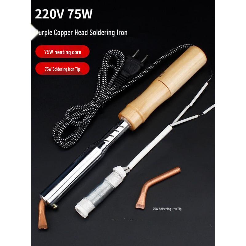 Professional Grade Electric Soldering Iron Set with Wooden Handle for Household and Electronic Repairs