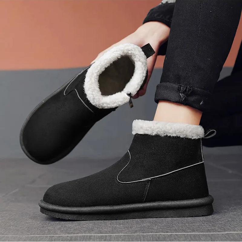 Vinter Kältesäkra Snöstövlar Herr Plus Sammet Varma Mångsidiga Mocka Bomullsskor Bekväma Casual Ankelstövlar Utomhusskor