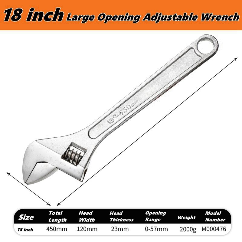 Adjustable Wrench Large Opening Long Universal Spanner Clamp Wrench Motorcyle  Repair Tools Steel Mechanical Workshop Motor