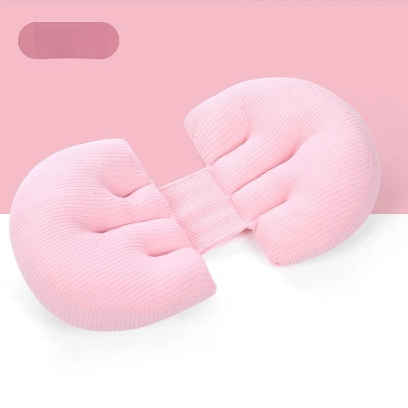 

Knitted Cotton Waist Protection Side Sleeping Pillow Pregnant Women Supporting the Abdomen Sleeping on the Side During Pregnancy рожевий