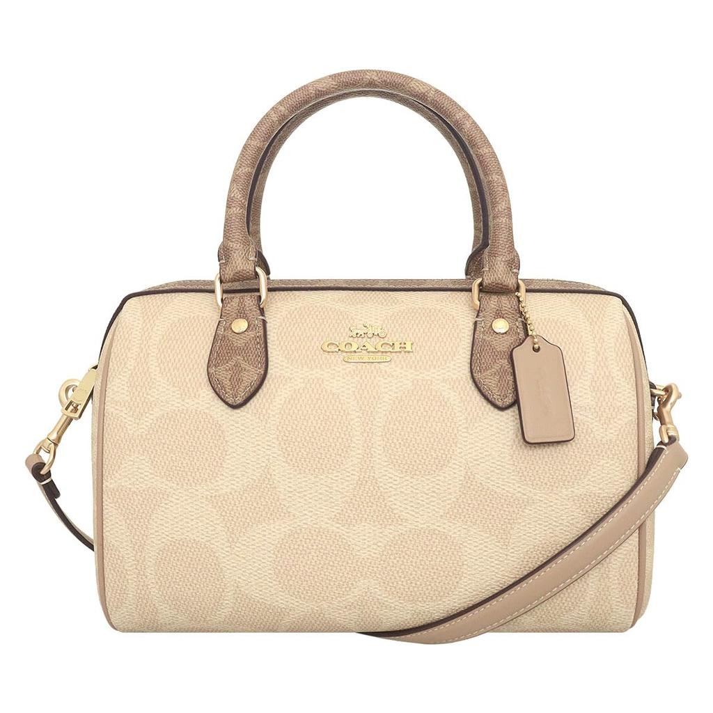 Coach Rowan Satchel Shoulder Bag (FCY679) in Sand and Tan Blocked Signature Canvas (Outlet)