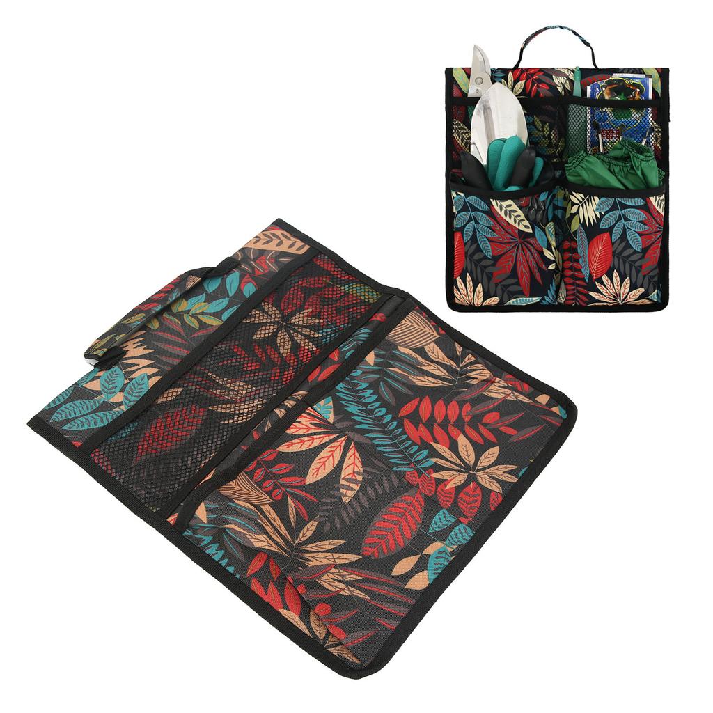 Apoio de Joelhos de Jardim Bolsa de Ferramentas Bancos de Jardim Bancos Bolsa Lateral para Armazenamento Pendurada Bolsa com Bolsos de Alça Folhas Vermelhas