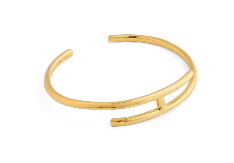 Bebello [Bs-400] 925 Silver H Bangle Bracelet (18K Gold Plating)