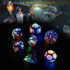 7Pcs Glowing Polyhedral Dices with Charging Box Rechargeable LED Colorful Light Electronic Dices for Role Playing Game