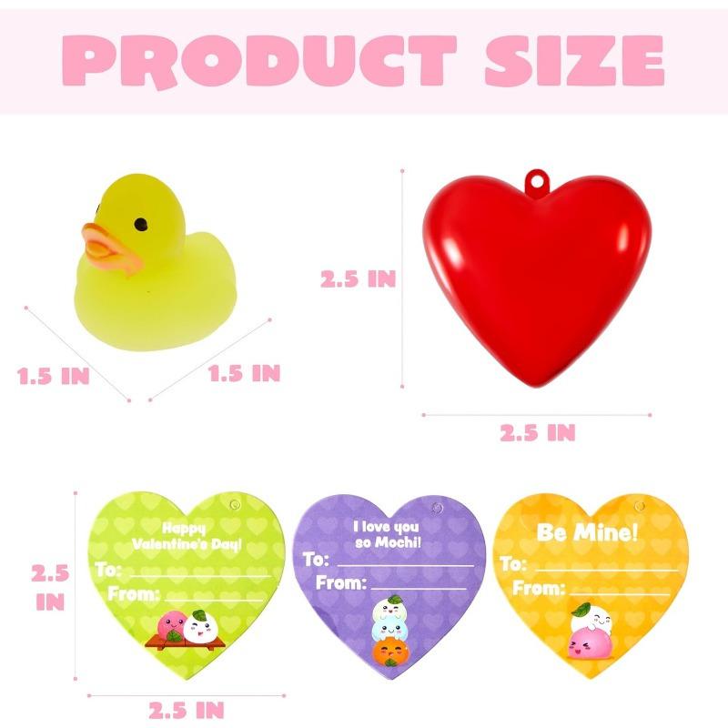 JOYFY 28er Set Valentinstag Party-Mitgebsel mit 28 leuchtenden Mochi Squishy Spielzeugen, gefüllten Herzen und Herz-Karten