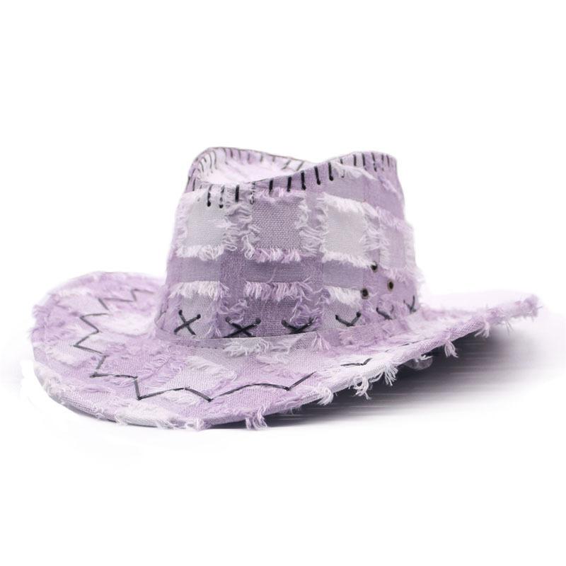 Western Cowboyhut Unisex Vintage Gewaschen Applikation Sonnenschutz Outdoor Reiterkappe TikTok Trendiger Straßenstil
