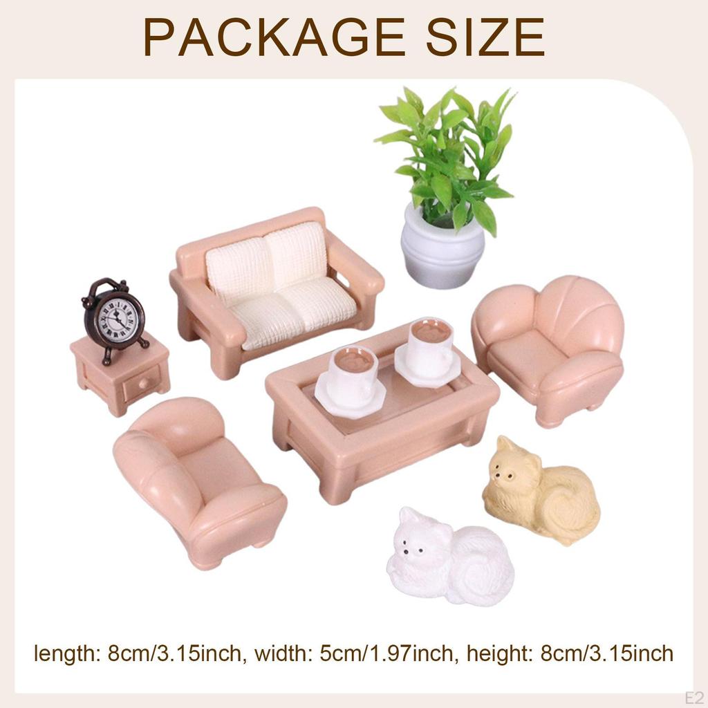 Dollhouse Furniture Set Hobby Crafts,Pretend Play Toy,Miniature Sofa Tea Table Toys for Girls
